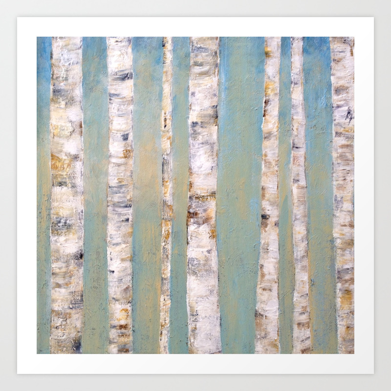 Blue Birch Trees Art Print By Artbyjac Society6