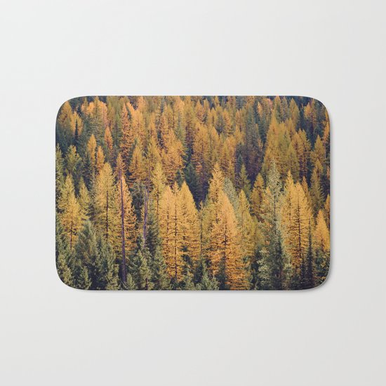 Autumn Tamarack Pine Trees Bath Mat