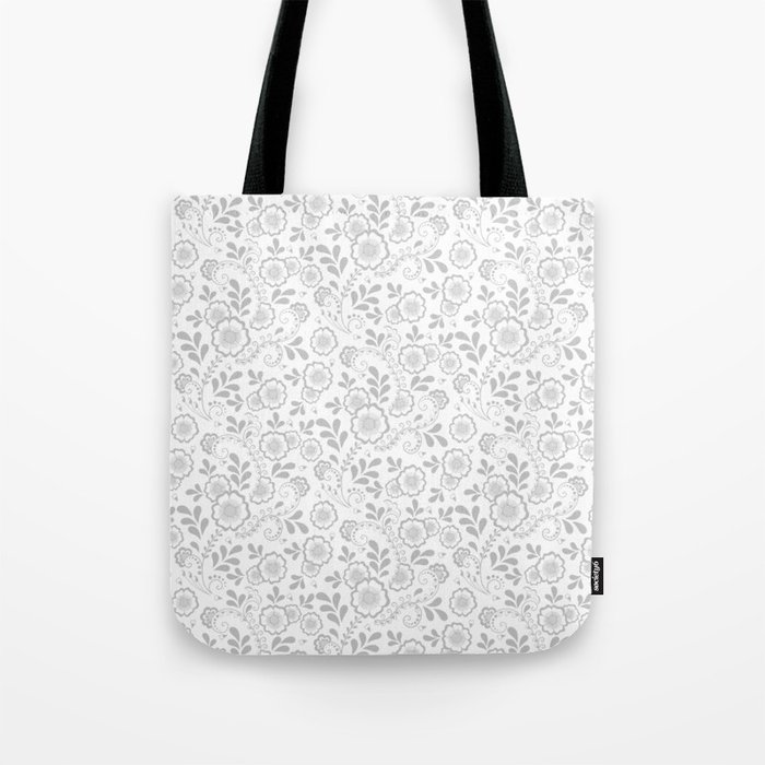 Light Grey Eastern Floral Pattern Tote Bag