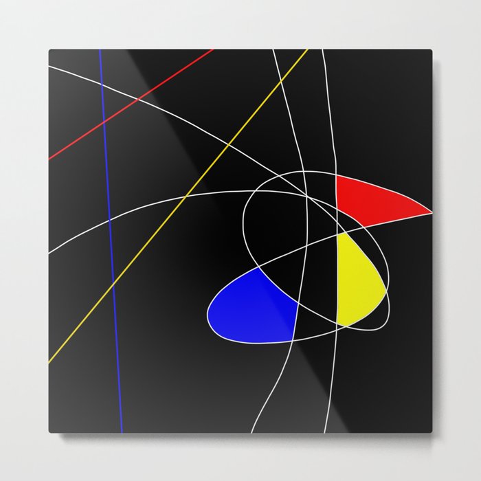 Primary Introduction - Abstract, red, blue, yellow, black, white artwork Metal Print
