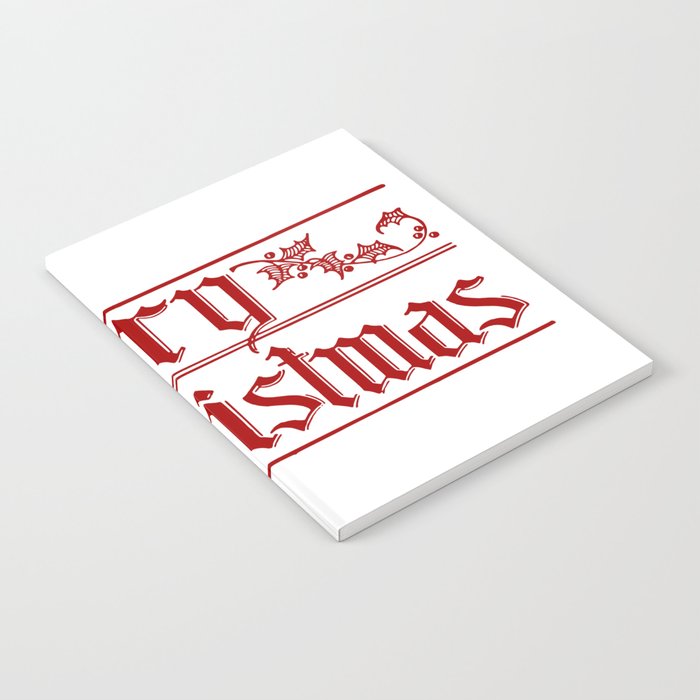 Merry Christmas Vintage Retro Typography Font Design Notebook