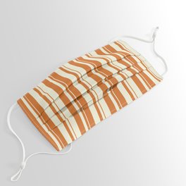 [ Thumbnail: Beige & Chocolate Colored Striped/Lined Pattern Face Mask ]