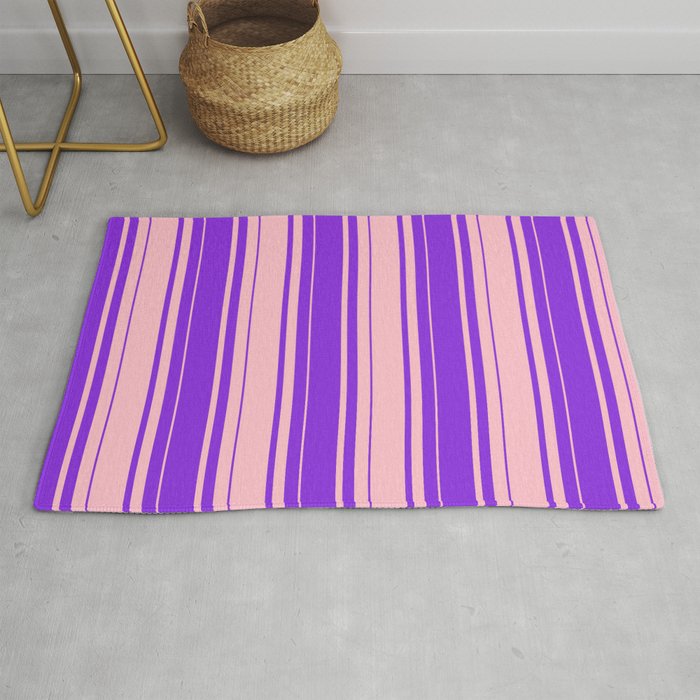 Purple & Pink Colored Stripes/Lines Pattern Rug