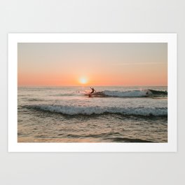 Summer Sunset Surfing Art Print