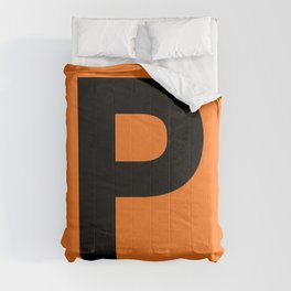 Letter P (Black & Orange) Comforter