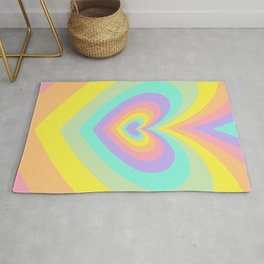 Colorful Rainbow Psychedelic Hearts Area & Throw Rug
