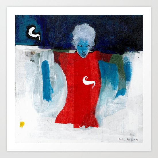 woman in the wind Art Print