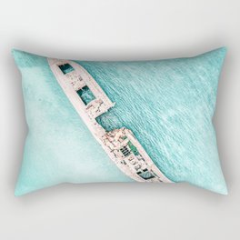 Beach Coast Art Print, Shipwreck Print, Aerial Photography, Printable Wall Art, Ocean Wall Art Rectangular Pillow