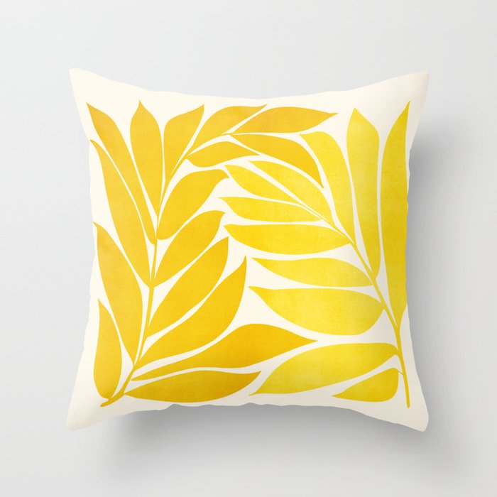 Mid Mod Vines in Yellow Throw Pillow