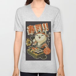 Cat Sushi V Neck T Shirt