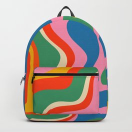 Retro Liquid Swirl Abstract Pattern in Vintage Rainbow Colors Backpack