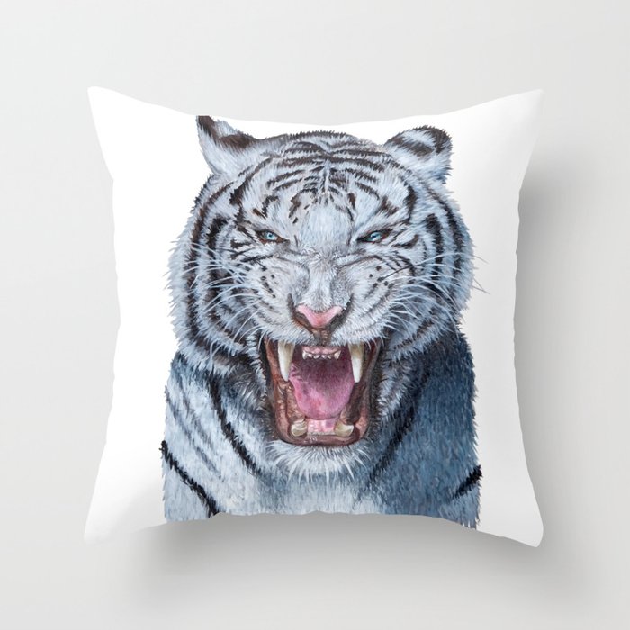 White tiger Throw Pillow