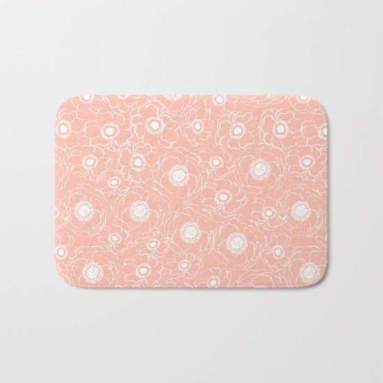 Blush Flowers cute boho modern floral pattern print spring summer garden nature love monochrome Bath Mat