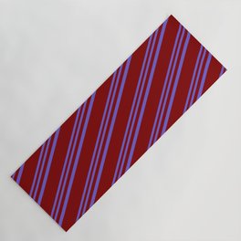 [ Thumbnail: Slate Blue and Maroon Colored Lines Pattern Yoga Mat ]