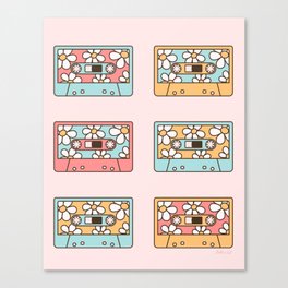 Retro Music Tapes, Audio Cassette and Daisy Canvas Print