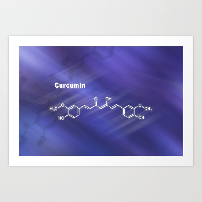 Curcumin turmeric spice, Structural chemical formula Art Print