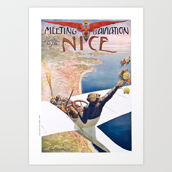 1910 Meeting D'Aviation Nice France Advertising Poster Art Print