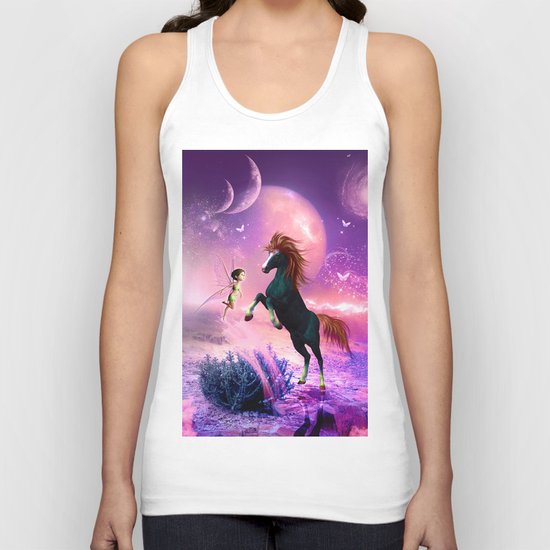 Horse with cute fairy Unisex Tank Top