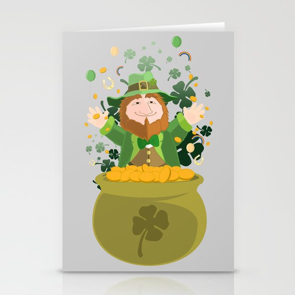 Saint Patrick's Leprechaun Gold Stationery Cards