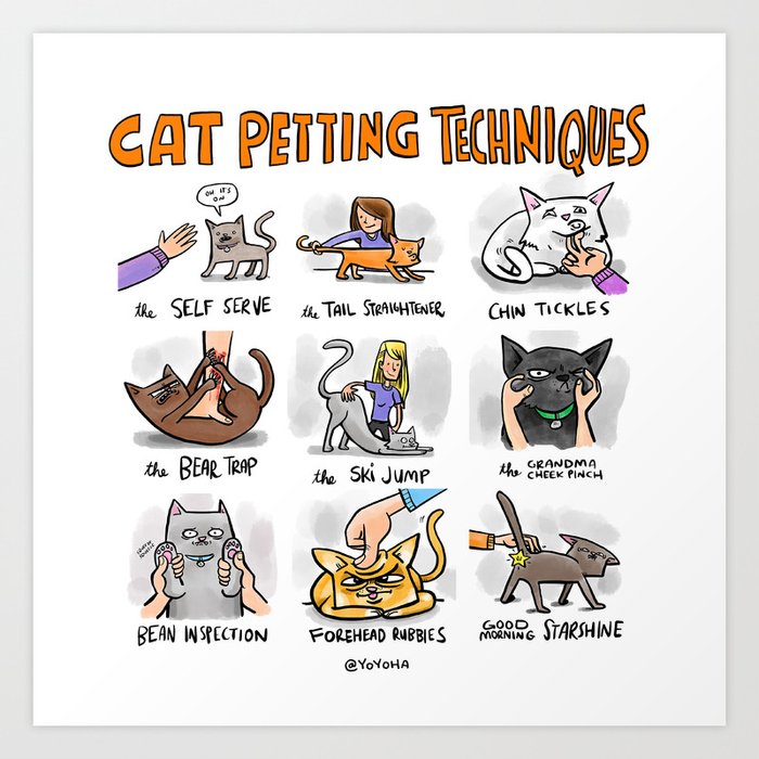 Cat Petting Techniques Art Print