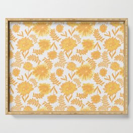 Mountain Dandelion White Textured Pattern Serving Tray