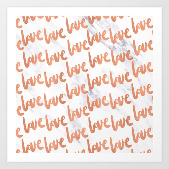 Love Rose Gold Marble Art Print