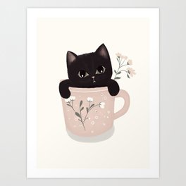 Baby black cat  Art Print