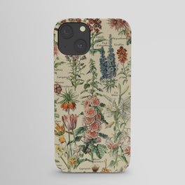French Vintage Flowers Chart Adolphe Millot Fleurs Larousse Pour Tous Funky Cozy Boho Maximalist iPhone Case