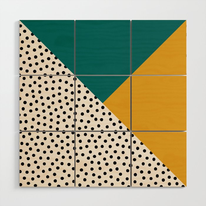 Dots and Colors - Turquoise Mustard Wood Wall Art