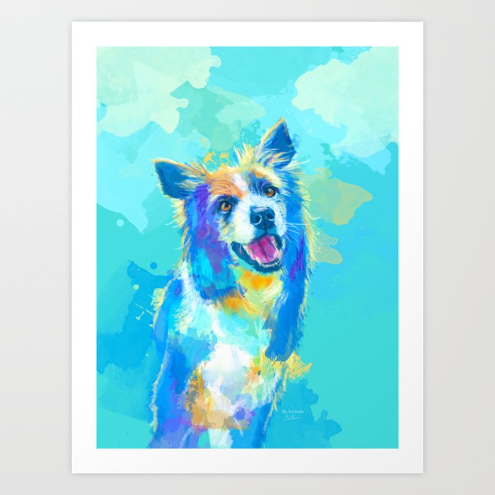 Border Collie - Colorful Dog Portrait Art Print