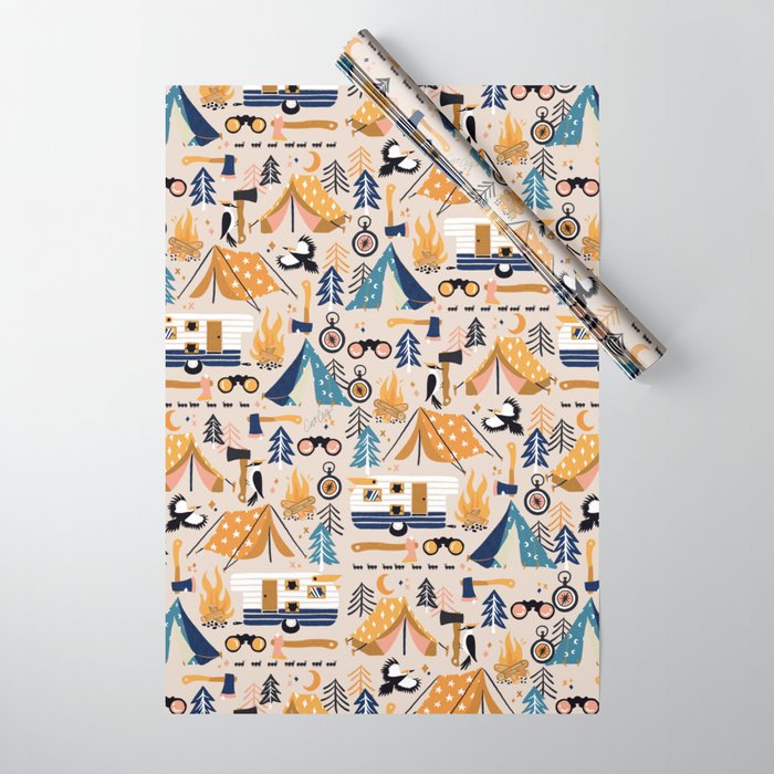 Orange and store blue wrapping paper