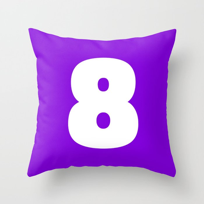 8 (White & Violet Number) Throw Pillow