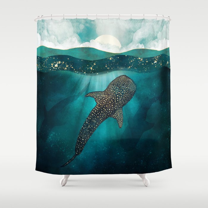 Metallic Whale Shark Shower Curtain