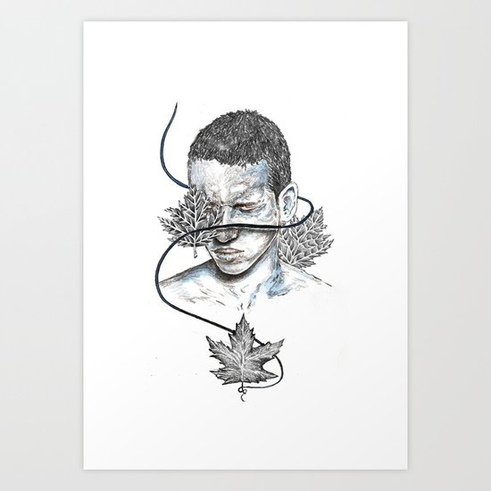 Leaves boy Art Print