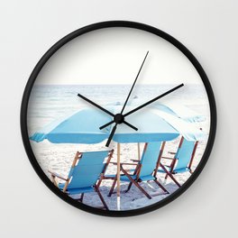 Summer Forever x Blue Beach Umbrella x Florida Photography Wall Clock