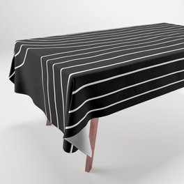 Minimal Line Curvature II Black and White Mid Century Modern Arch Abstract Tablecloth
