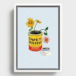 El Cafe - coffee loteria card without text / blue Framed Canvas