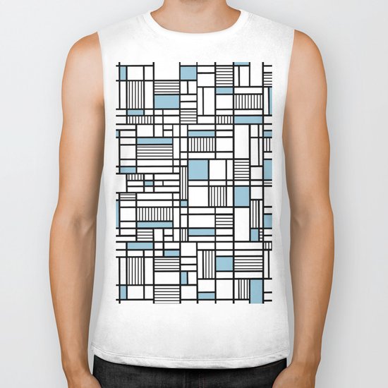 Map Lines Sky Blue Biker Tank