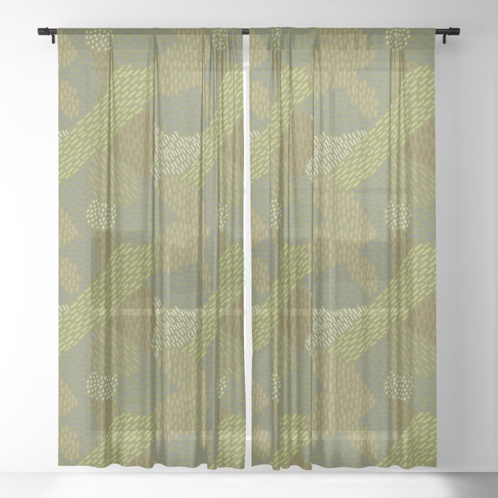 Abstract Brush Strokes Olive Apple Green Brown Sheer Curtain By Mel Fischer Of Fine Arts And Fis Society6 Abstract Brush Strokes Olive Apple, Green And Brown Curtains