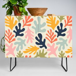 Abstract colorful nature leaf collage shapes pattern Credenza