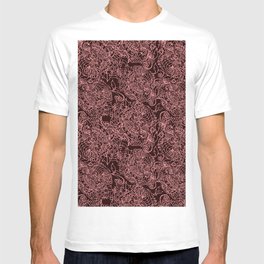 Geometric seamless pattern pink openwork pattern on a dark background. T Shirt