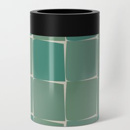 Flux Midcentury Modern Check Grid Pattern in Jade Green Can Cooler