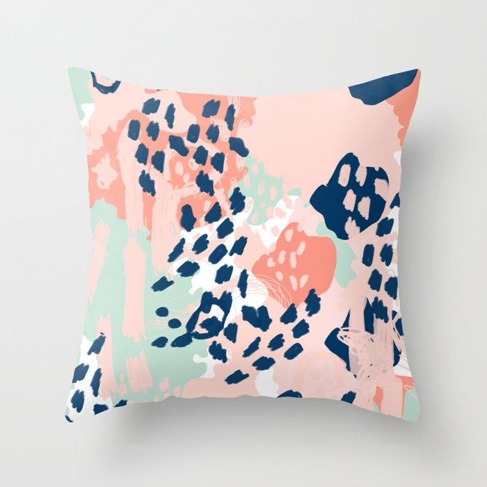 Coral and navy throw pillows on sale