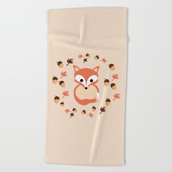 Fox in autumn Beach Towel