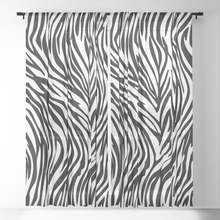 Tiger pattern black and white Sheer Curtain