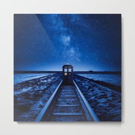 Trapped On The Railway Metal Print | Pop Art, Painting, Trapped, Phone Box, Dalek, Tardis, Phone Both, Timelord, Railway, Nebula 