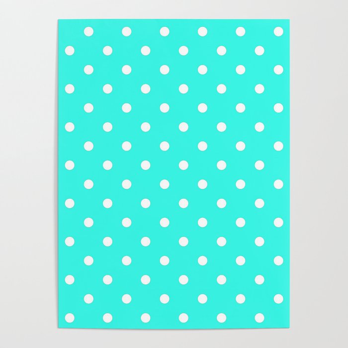 Tropical Blue & White Polka Dots Poster
