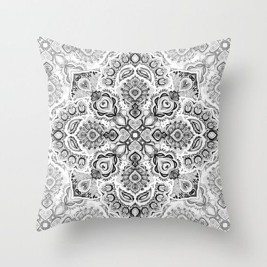 Pattern in Black & White Throw Pillow by Micklyn Society6