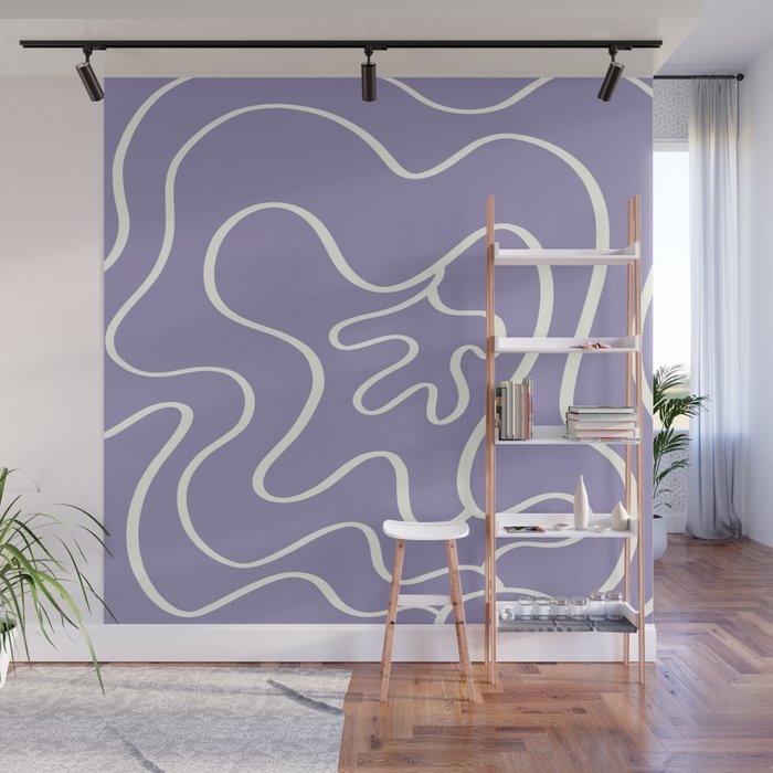 Minimalist line lavender flower Wall Mural