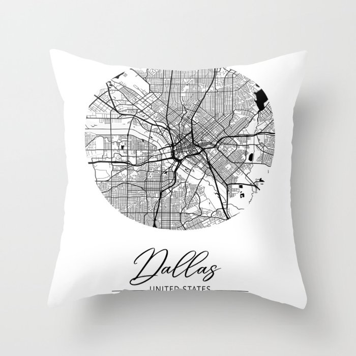 Dallas map coordinates Throw Pillow